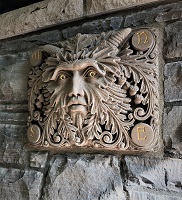 Greenman stone carving